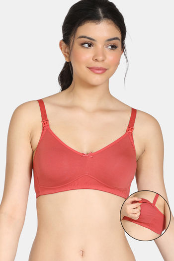 Buy Zivame Double Layered Non Wired 3/4th Coverage Maternity / Nursing Bra - Dusty Cedar